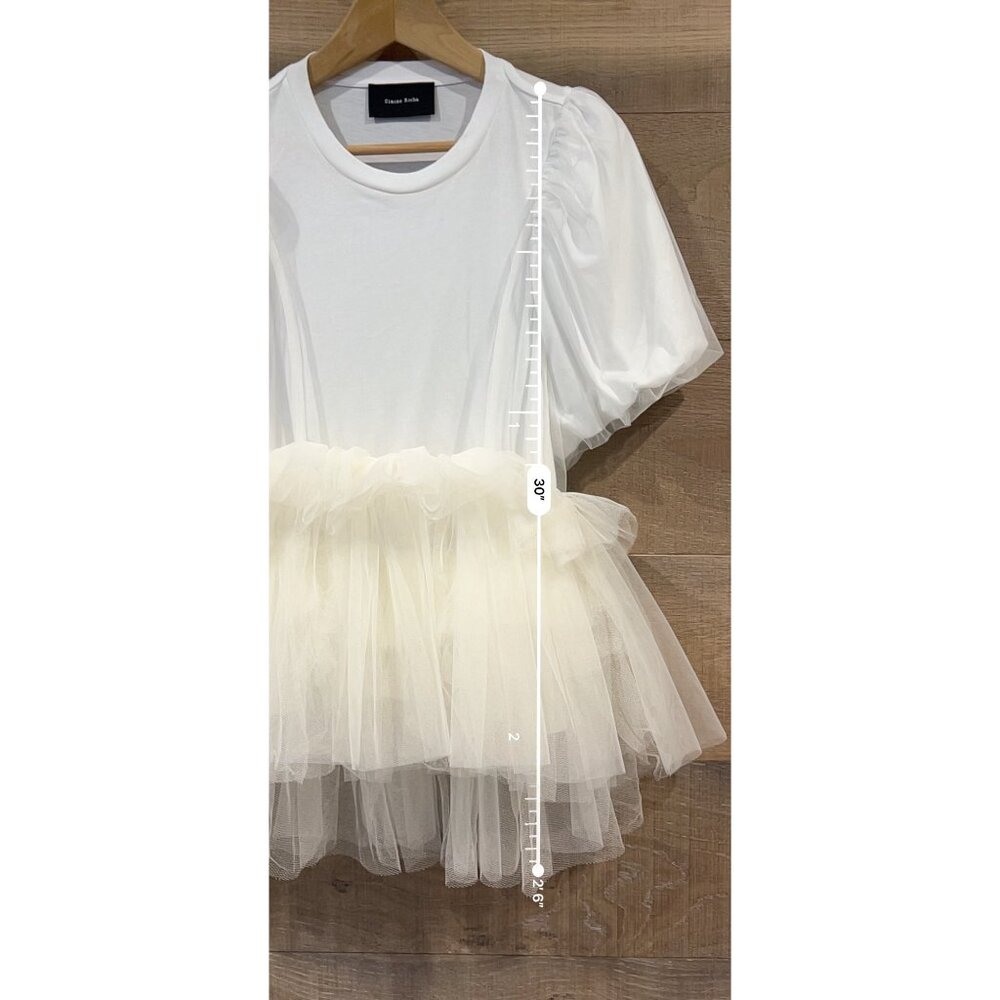 SIMONE ROCHA White Tulle Overlay Puff Sleeve Tutu top T-shirt size L - Picture 7 of 10